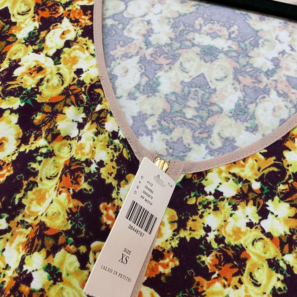 Anthropologie floral jersey midi dress ✨💛💜 - Picture 7 of 9